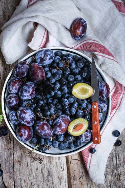 Bowl of black berries
